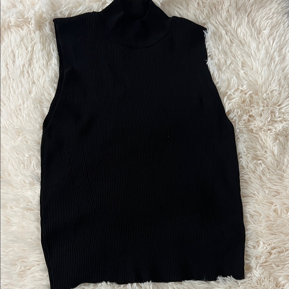 Zara Black Ribbed Sleeveless Top